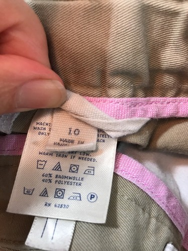 Lands End Khaki Shorts Girls Sz 10 Beige School Uniform  Adjust Waist Tab