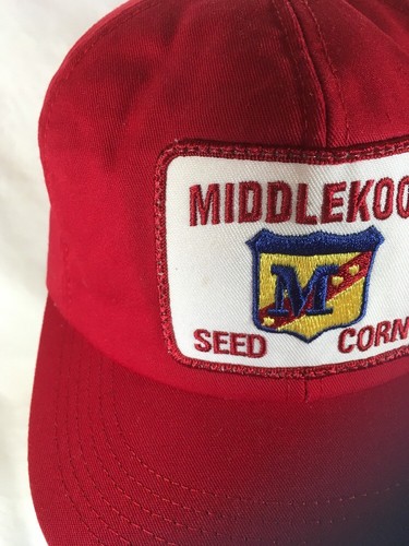 Middlekoop Seed Corn Hat Cap Red Ag Farmer Patch Made In USA Snap LOT D