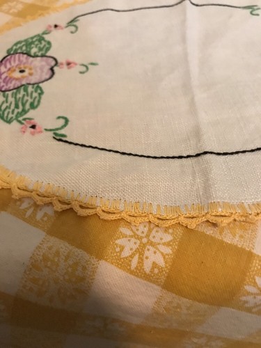 Vintage Handmade Needlepoint Doily With Floral Detail