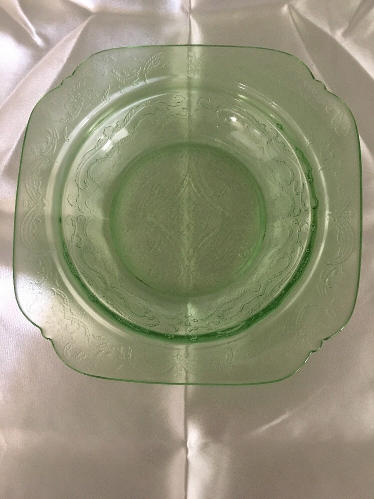 Rare Vintage Green Square Glass Candy Dish