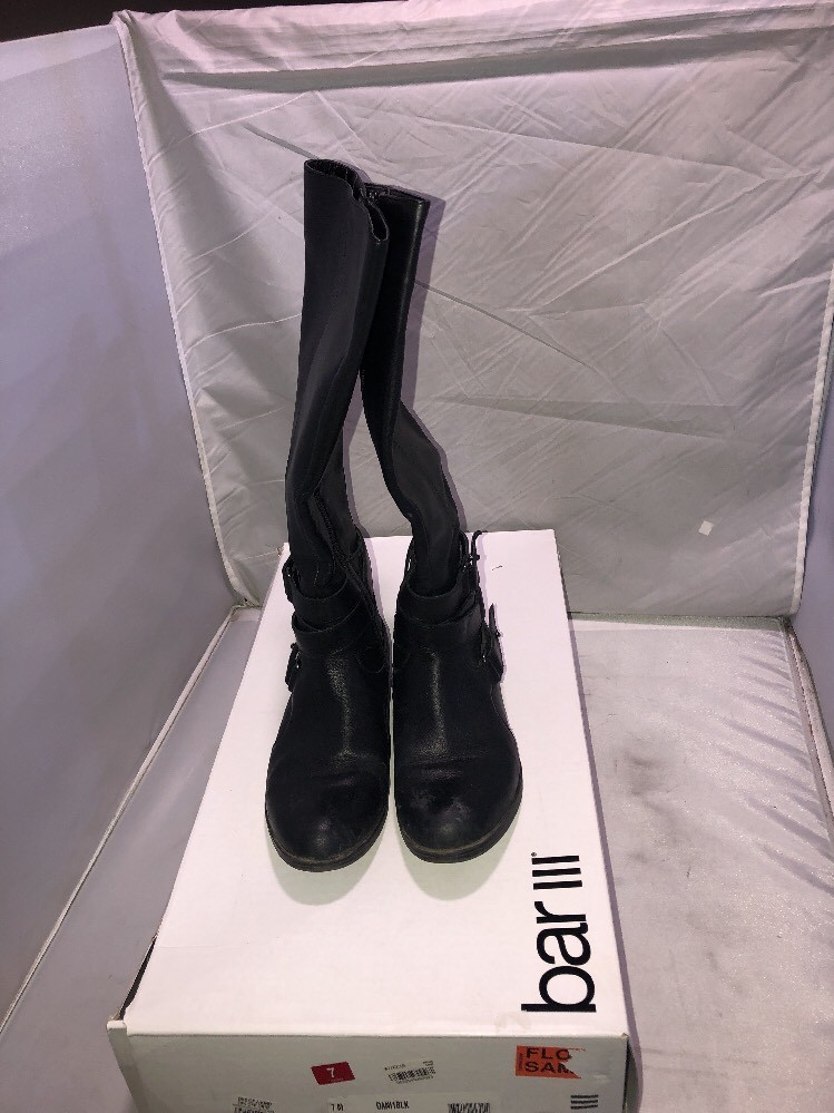 Bar III Dani 1 Women Black Knee High Leather Boot Size 7