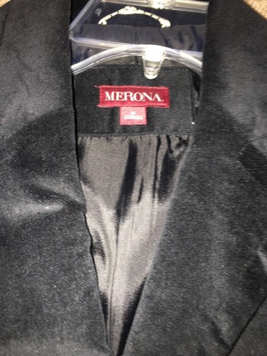 Womens Blazer Black Merona size 8 Single Button Top Jacket Velour