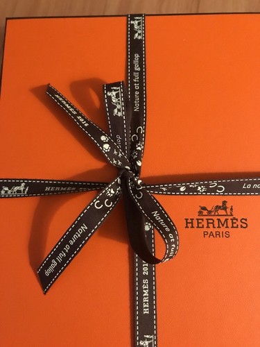 Auth Hermes Paris Empty Orange Gift Storage Tableware Ribbon Box 10.5x10.5x7