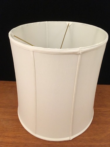 Large Vintage White Silk Barrel Lampshade