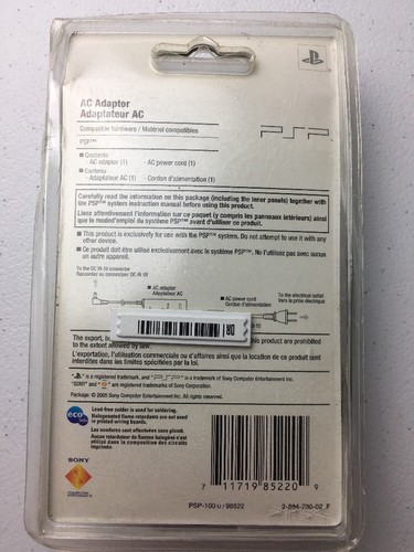 New Sony PSP AC Adaptor PSP-100u / 98522