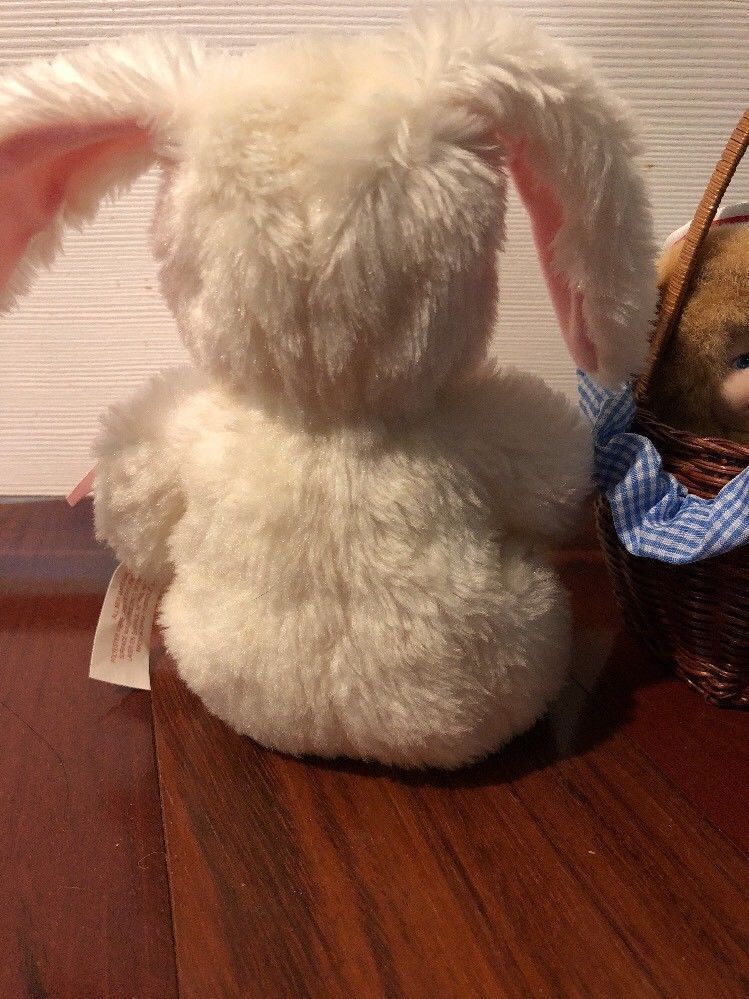 Lot Of 2 Anne Geddes Dolls 2005 White Bunny 2002 Bear In Basket Plush