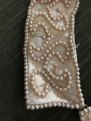 Sally Gee Creation Vintage Hand Made Japan Beaded Collar Ivory.