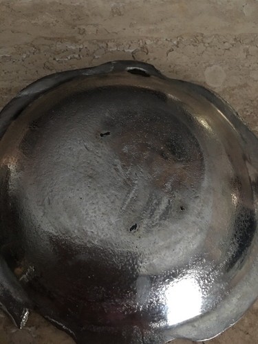 Vintage Silver Cast Iron Leaf Dish