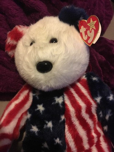 Ty Beanie Buddies Spangle Teddy Bear USA AMERICA FLAG ??????