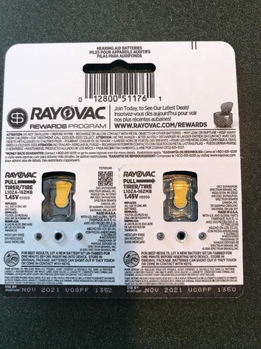 Rayovac Hearing Aid Batteries, Size 10, 16 Pack ,L10ZA- 1.45v