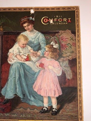 Comfort Shoes 1911 Calendar Sign Mother & Child Nice Litho