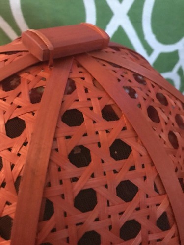 Large Domed Food Cover Rattan Cane Orange Picnic