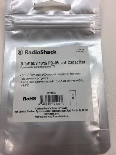 Radio Shack PC-Mount Capacitor 0.1uF 50V 10% #272-1069
