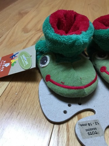 New W/Tags Toddlers Acorn Soft Green Frog Bootie Slippers 12-18 Months