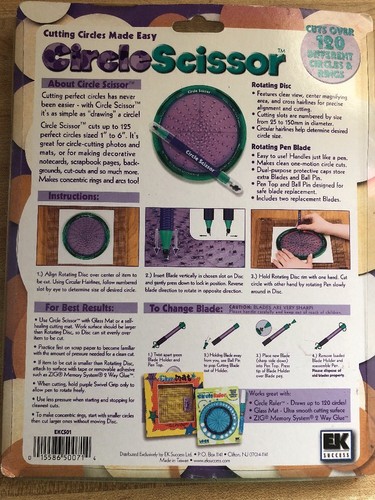 Circle Scissor Cutter  EK Success Scrapbooking Rotating Disk Pen Blades Mat Set