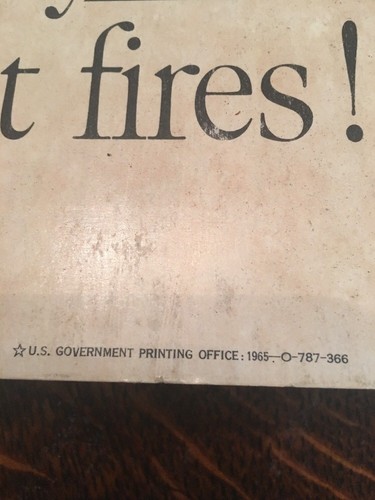 SMOKEY THE BEAR POSTER Prevent Forest Fires  1965 13x18.5”