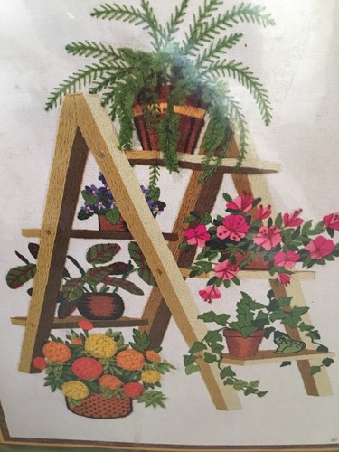 Sunset Stitchery Crewel Kits Embroidery Planters Ladder Charlene Gerrish Sewing