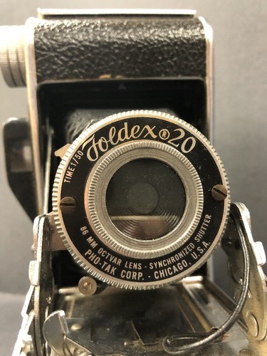 Antique PHO-TAK Foldex 20 Accordion Camera 86mm Octvar Lens Photograph Collector