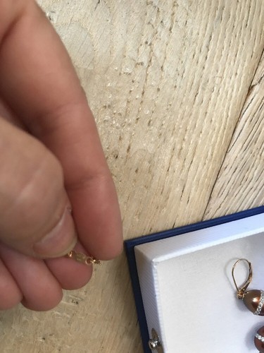 New 14K Genuine Chocolate Pearl And Pave Necklace And Earrings Matching Set