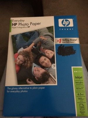 Hp Everyday Photo Paper Inkjet Semi Gloss 8.5x11~25 Sheets New 