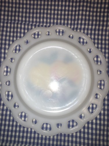 Vintage White Plate With Pear And Peach Scalloped Edges