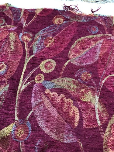 New Heavy Upholstery Fabric. Leaf Pattern. Red/Green. 2 1/4 Yards X 54“