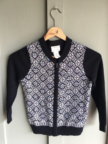 CREWCUTS Holiday Sweater Size 6-7 Girls Black White Jacket