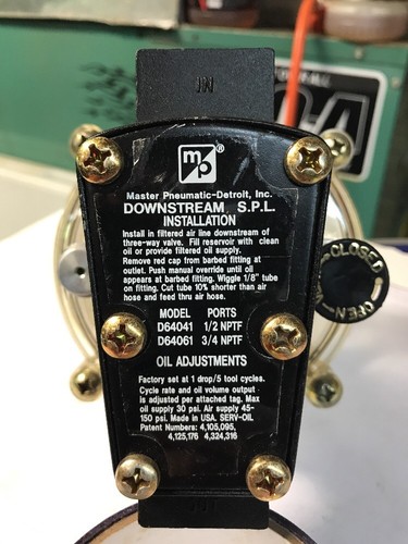 MASTER PNEUMATIC DETROIT D64061 MACHINE TOOL LUBRICATOR 3/4” NPT Fast Shipping