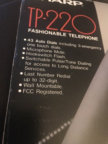 Vintage New Sharp Phone TP-220 Auto-Dial Telephone Black