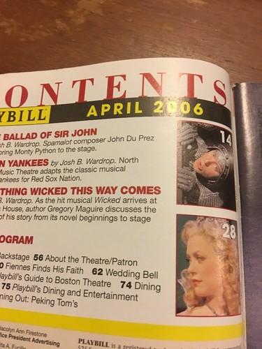 April 2006 Play Bill Monty Pythons Spamalot The Colonial Theater