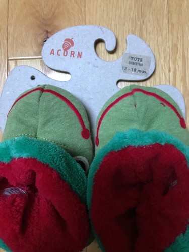 New W/Tags Toddlers Acorn Soft Green Frog Bootie Slippers 12-18 Months