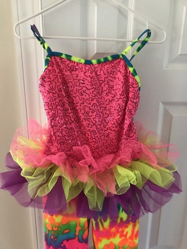 Weissman Dance Costume Tutu Leggings Tie-Dye Size LC 14 Large 80’s Recital