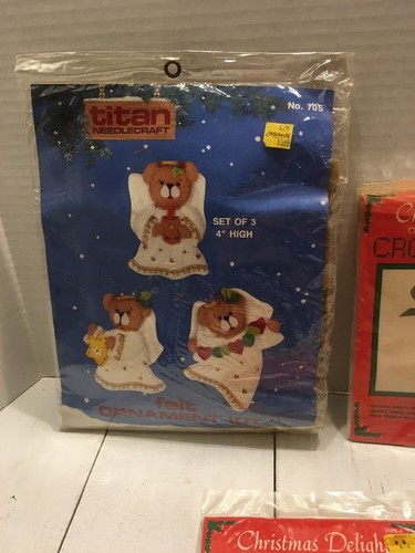 VINTAGE CROSS STITCH CHRISTMAS ORNAMENTS  Kits Lot Of 5