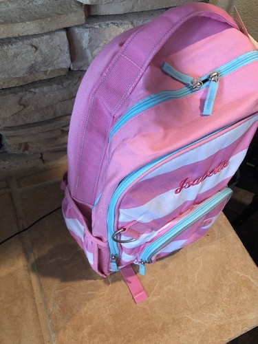 Pottery Barn Kids Fairfax Pink white stripes Large Backpack Isabella