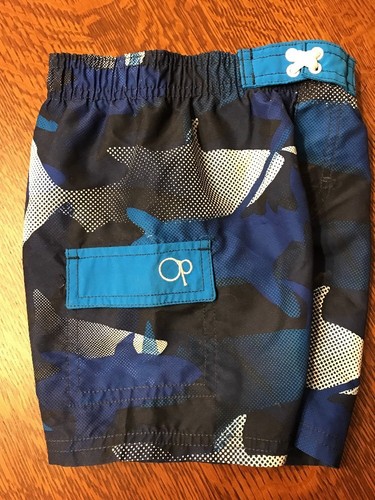 OP Ocean Pacific Shark Swim Trunks Faux Fly Front Boy's Size 18 Months NWT