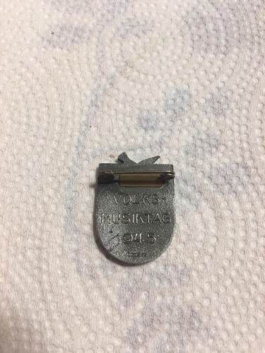Vintage Volks-Musiktag 1945 Military Hat Lapel Pin Marked Silver Tone