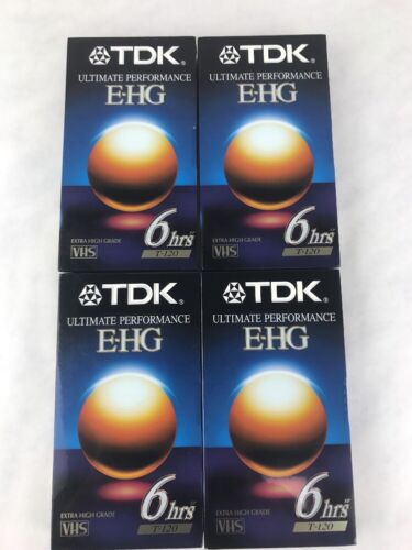 Lot of (4) T-120 Blank VHS Tapes. TDK E-HG Ultimate Performanc...
