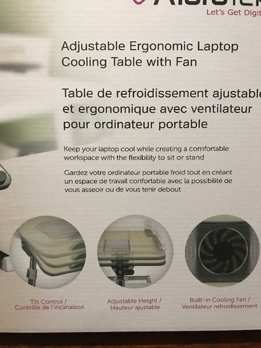 Aluratek Adjustable Ergonomic Laptop Cooling Table with Fan (act01f)