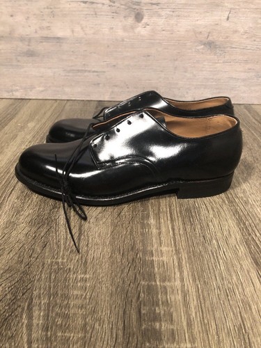 VINTAGE 1972 GENESCO INC. BLACK LEATHER MILITARY OXFORD SHOES SIZE 9R New