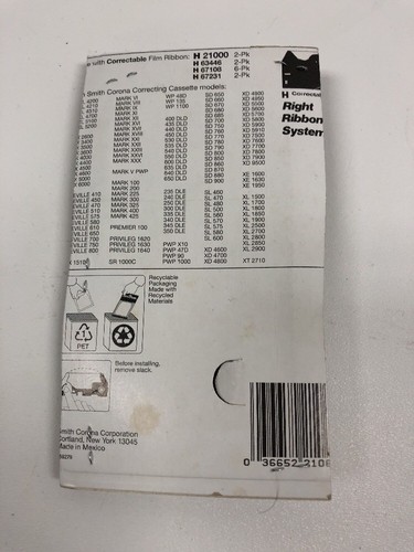 Smith Corona Lift-off Cassette H21060 036652210603
