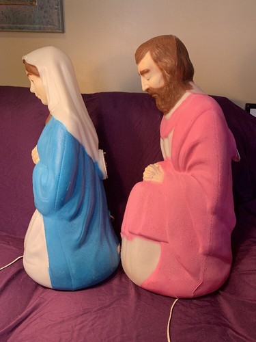 Vtg Empire Plastic Madonna Joseph Mary Christmas Nativity Blow Mold Yard Decor