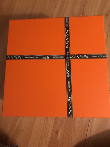 Auth Hermes Paris Empty Orange Gift Storage Tableware Ribbon Box 10.5x10.5x7