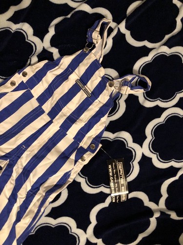 Game Bibs Game Day Jean Overalls Size 2T Denim Navy Blue and White