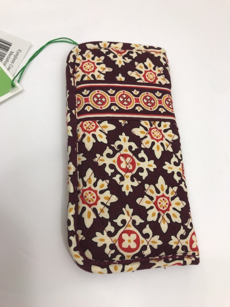 VERA BRADLEY Single Eyeglass Case MEDALLION Quilted Retired Plum Gold Red White