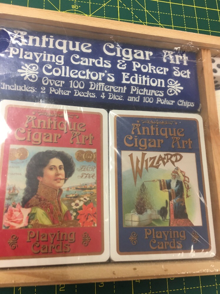 Antique Cigar Art Playing Cards & Poker Set 
