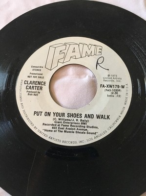 CLARENCE CARTER Put Your Shoes On And Walk Vinyl Record 1973 Promo VG+ 45rpm