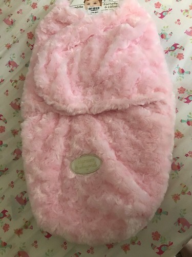 Blankets and Beyond Size 0-3 Month Baby Pink Minky Swirl Plush Swaddle Sac