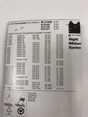 Smith Corona Lift-off Cassette H21060 036652210603