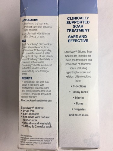 4 SCARAWAY SILICONE SCAR SHEETS 12 Reusable sheets per box EXP 2022