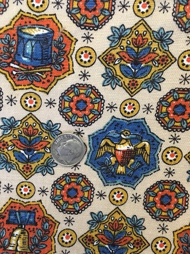 Vintage Waverly Bonded Fabric Liberty Square Eagles Americana Mid Century 3Yards